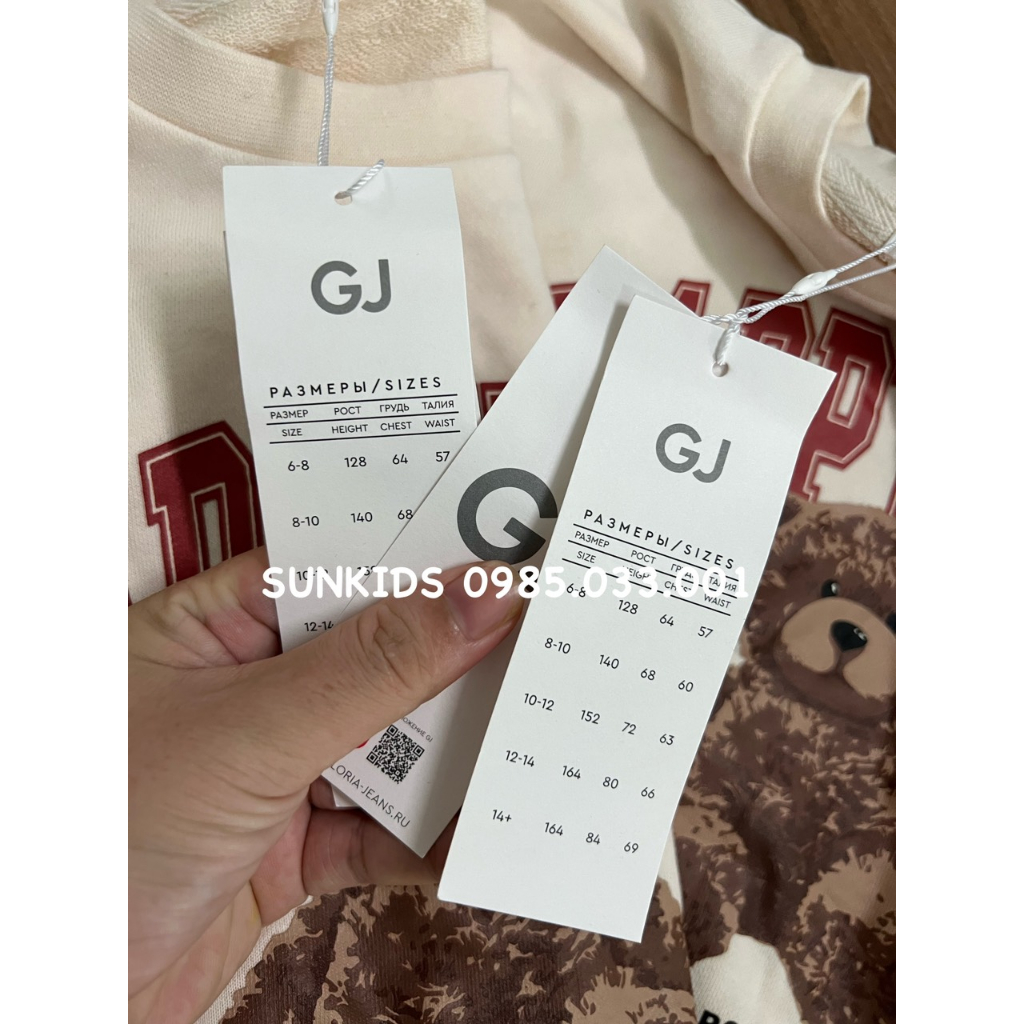 Áo nỉ da cá GJ chữ Happy hình gấu