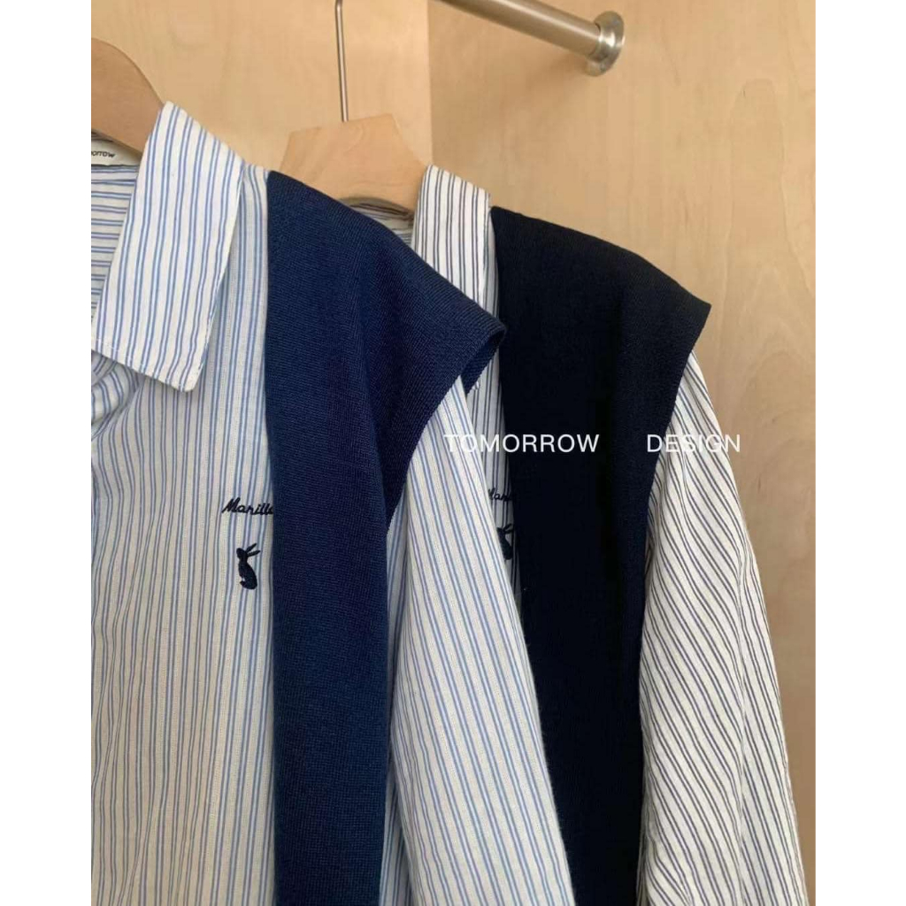 Áo sơ mi thủy thủ sọc thêu