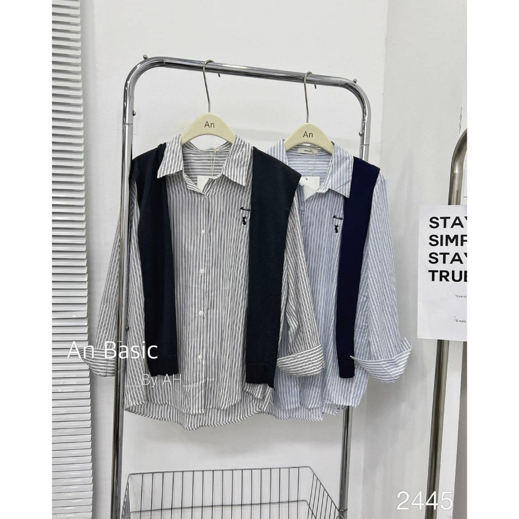 Áo sơ mi thủy thủ sọc thêu