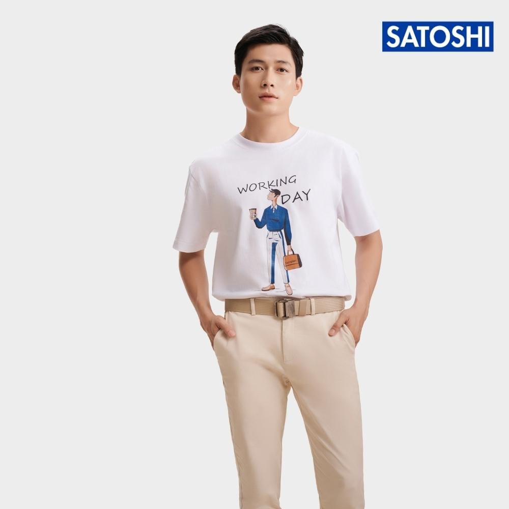 Áo thun nam Satoshi SATS107 tay ngắn cổ tròn hoạ tiết in đơn giản chất vải cotton thoáng mát