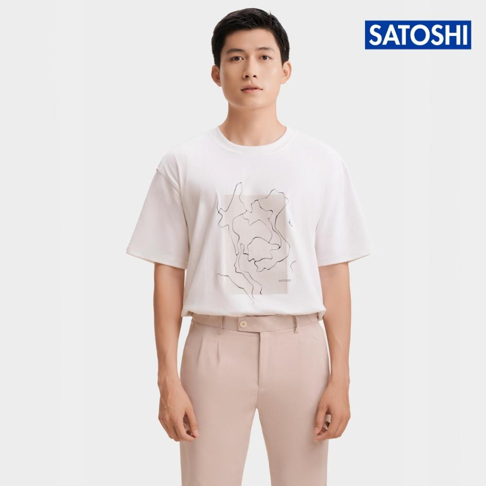 Áo thun Satoshi nam tính SATS101 chất cotton cổ tròn in hình hoạ tiết form vừa thoải mái thấm hút mồ hôi