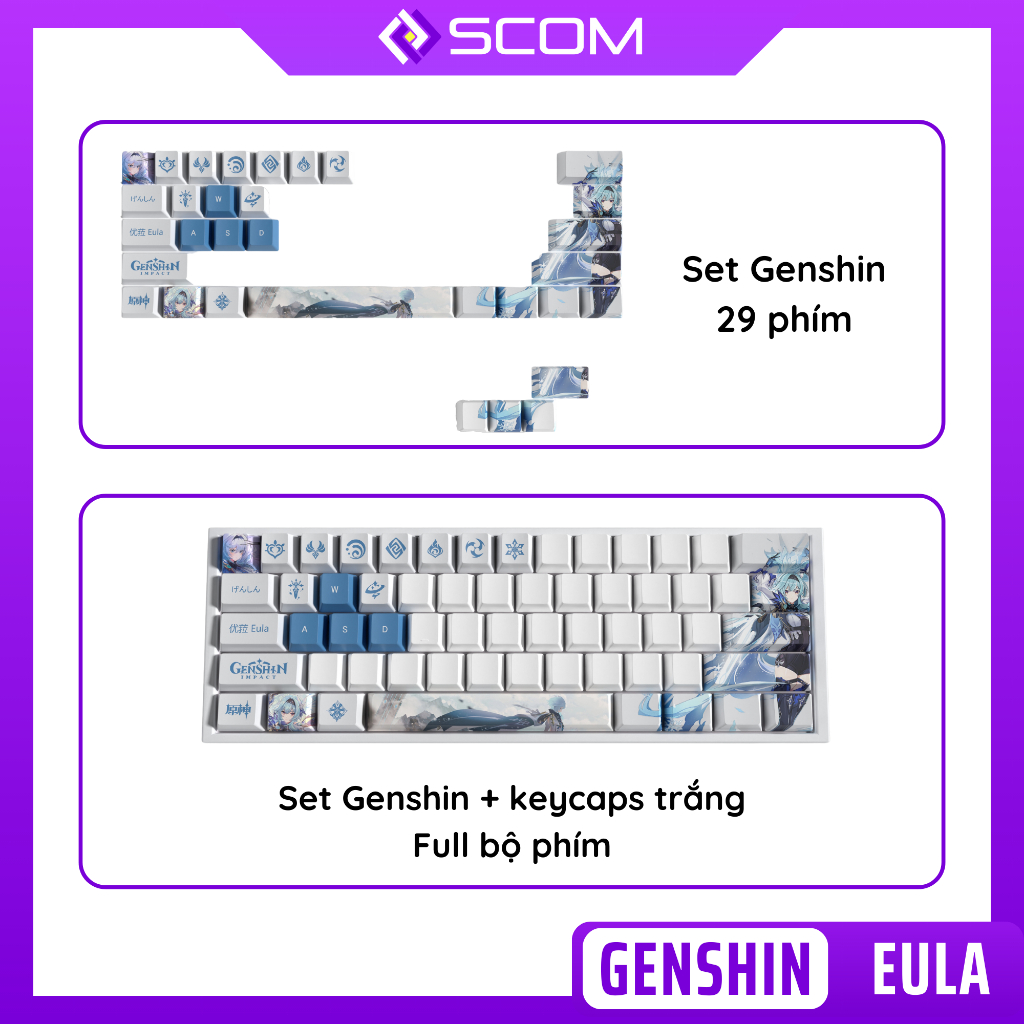 [Mua5tặng1] Set keycaps nhân vật game Genshin Impact - Set keycaps bàn phím ABS lẻ 29 phím OEM profile