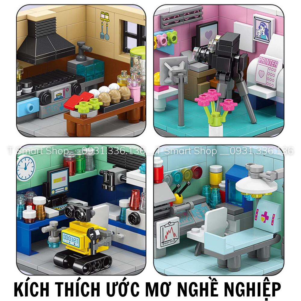 Đồ chơi lắp ráp lego cho bé trai, bé gái: lego bác sĩ, đầu bếp, kỹ sư, phi hành gia, lego ngôi nhà mơ ước