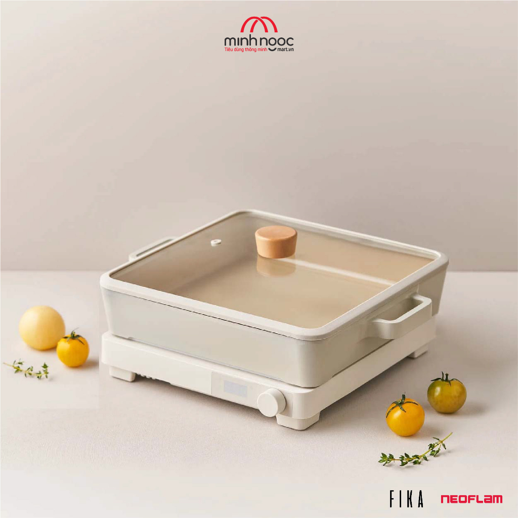 Bộ Combo 2 món nồi lẩu và bếp từ Fika One Neoflam - Hàn Quốc. Hàng có sẵn, giao ngay. Màu trắng ngà