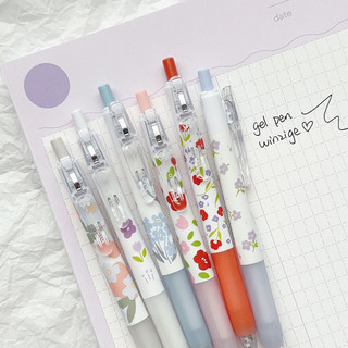 Winzige set 5 bút gel đen cute bút gel bấm ngòi 0.5mm set bút bi nước mực gel trắng cute