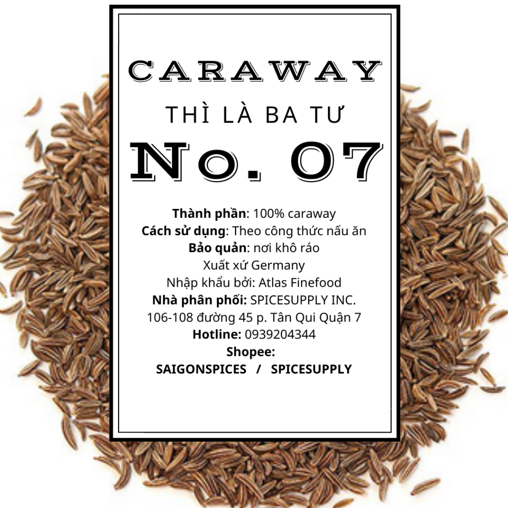 500G Caraway whole - Thì Là Ba-Tư SPICESUPPLY Việt Nam hạt hũ 80g 500g