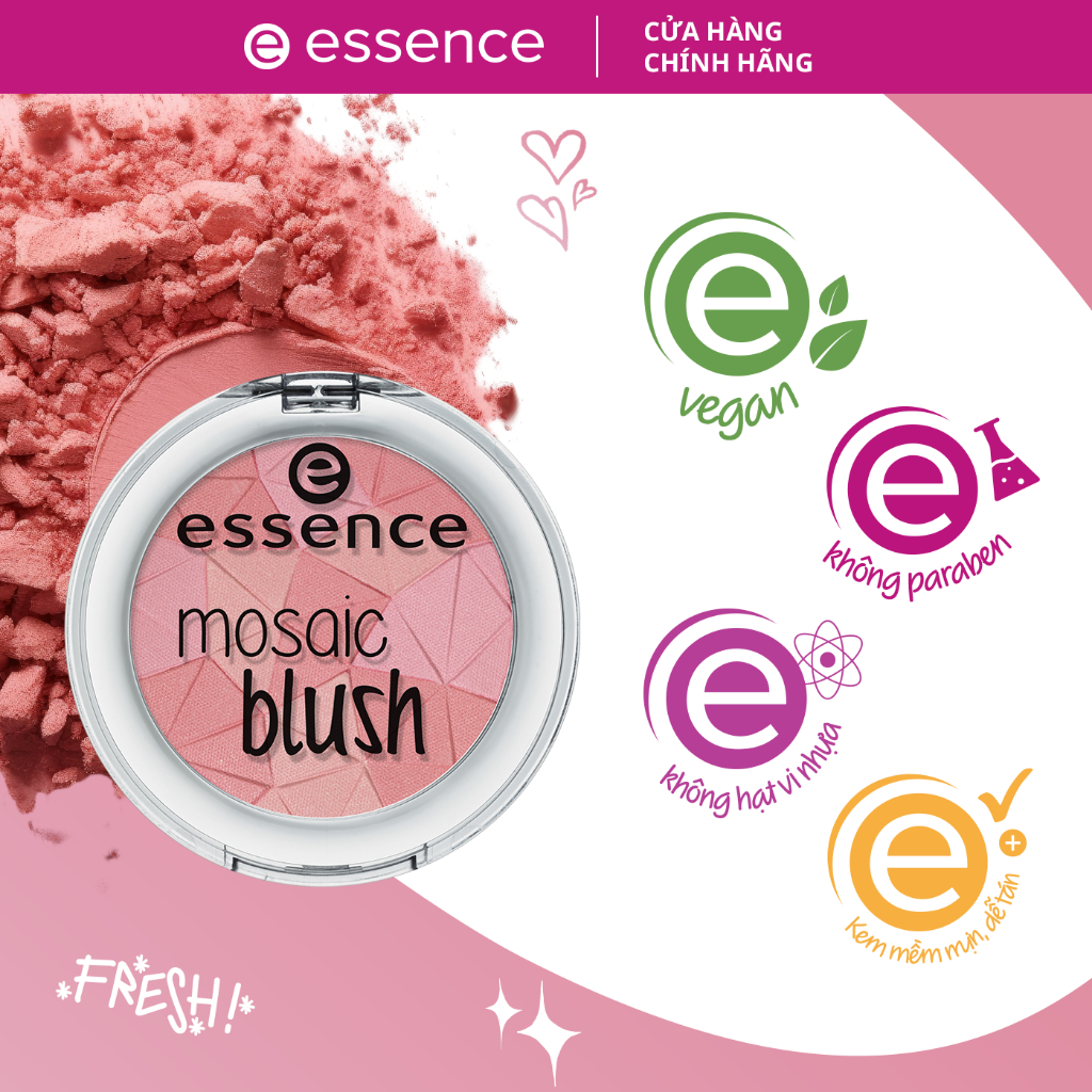 Phấn má hồng Essence Mosaic Blush 20 All You Need Is Pink 3 màu trong 1 lấp lánh 4,5g