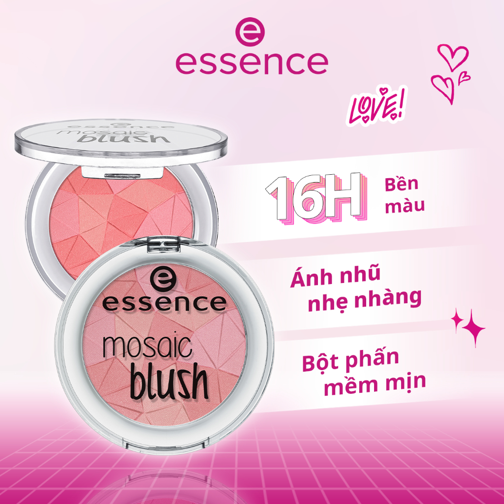 Phấn má hồng Essence Mosaic Blush 20 All You Need Is Pink 3 màu trong 1 lấp lánh 4,5g