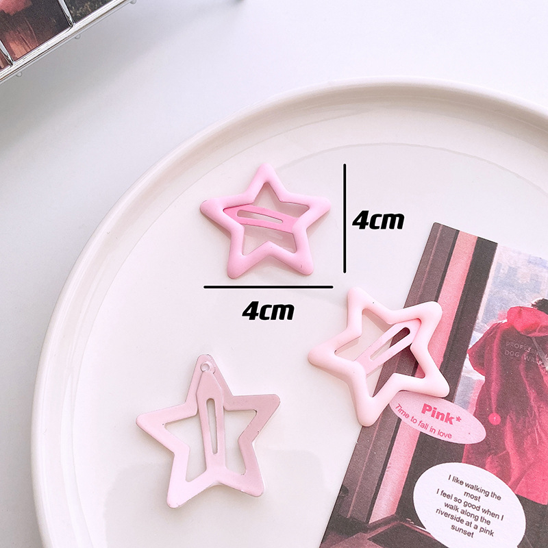 Set 3 kẹp tóc hình học màu hồng pastel dễ thương xinh xắn K36