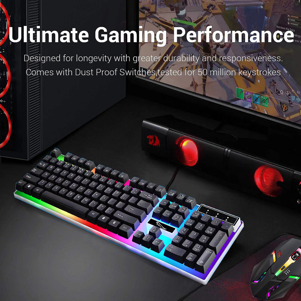 MAX FACTORY Bộ bàn phím và chuột có dây bàn phím có đèn USB có thể được sử dụng cho trò chơi, văn phòng