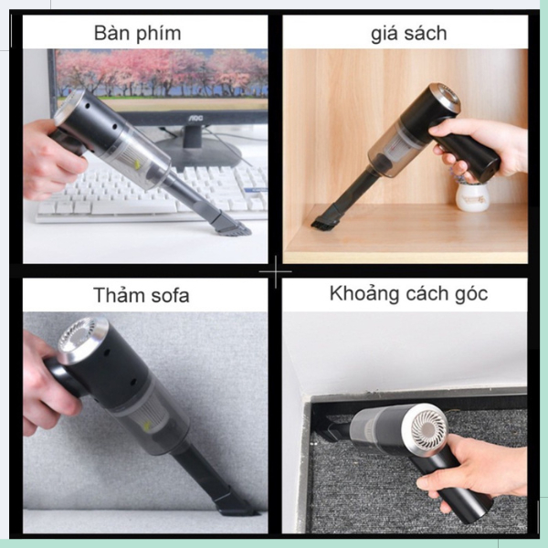 Máy hút bụi cầm tay GOGINDSHOP Mini không dây lực hút siêu mạnh sử dụng hút bụi ô tô, giường ngủ, máy tính, kẽ bàn ghế