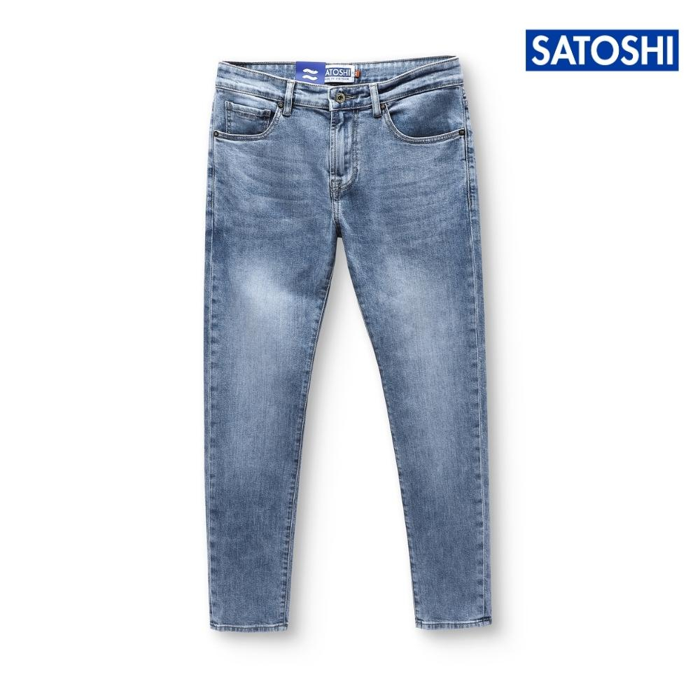 Quần jean nam Satoshi SAQJ43 màu xanh trơn, form dáng regular fit, dễ phối đồ
