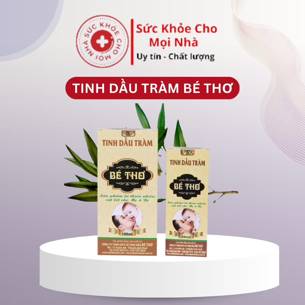 Tinh dầu Tràm Bé Thơ giúp giảm ho, giảm nốt muỗi đốt, côn trùng cắn, giúp thư giãn chai màu vàng xuất khẩu