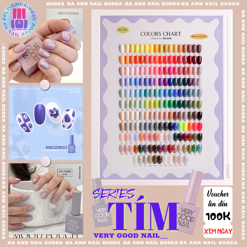 "Violet Colors Series - Very good Nail": Sơn Gel cao cấp Hàn quốc tone màu Tím Very good nail 100% c
