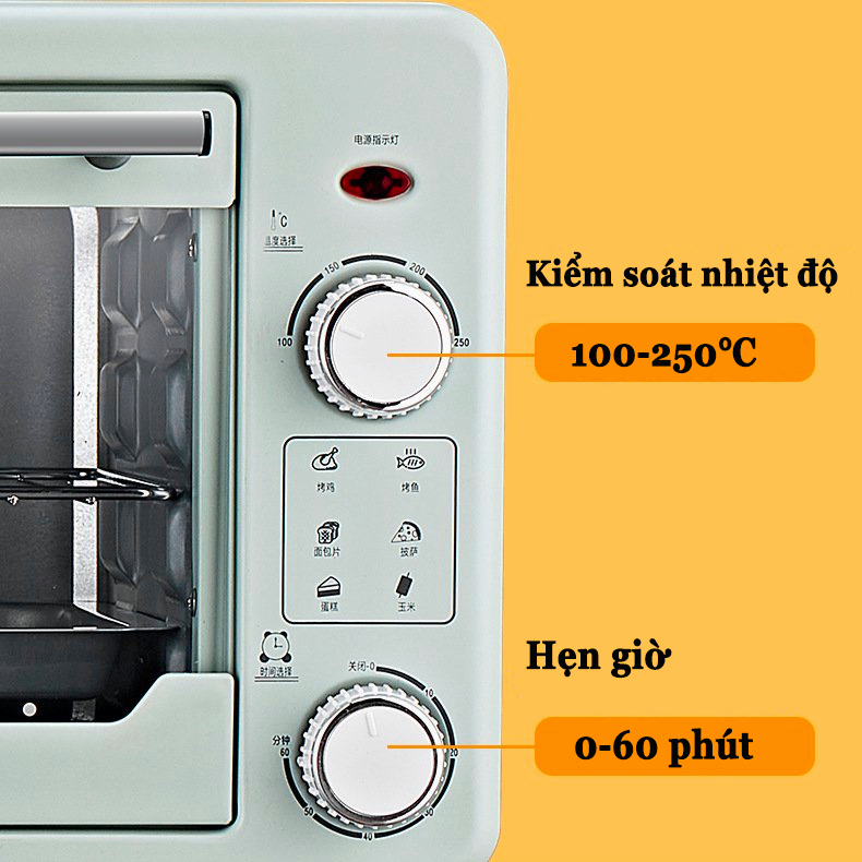 Lò nướng đa năng 22L Lò nướng bánh có chảo nướng 1000W Hộ gia đình lò nướng điện Nướng bánh quy, bánh trứng, cánh gà