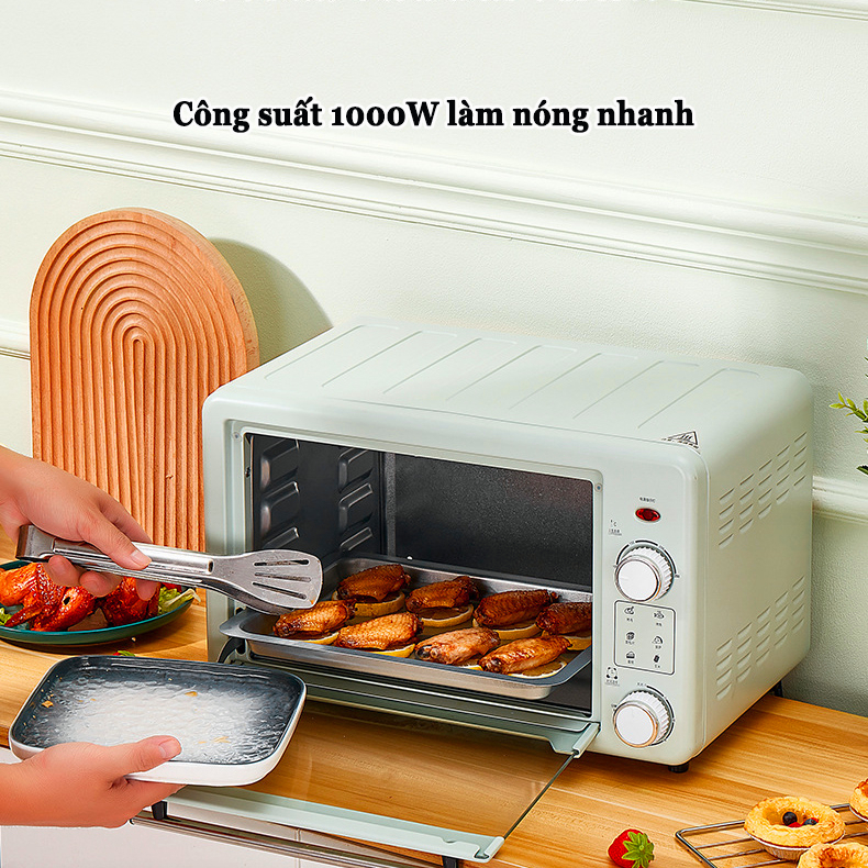 Lò nướng đa năng 22L Lò nướng bánh có chảo nướng 1000W Hộ gia đình lò nướng điện Nướng bánh quy, bánh trứng, cánh gà