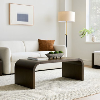 Có ảnh thật bàn trà sofa uốn cong 100x45x45cm bàn gỗ tự nhiên decor phòng khách minimalist foxhomevn