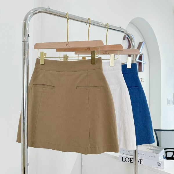 Chân váy phối túi 34CV009 34 Bigsize, Chân váy chữ A ngắn cho nữ bigsize công sở, đi chơi, đi dạo