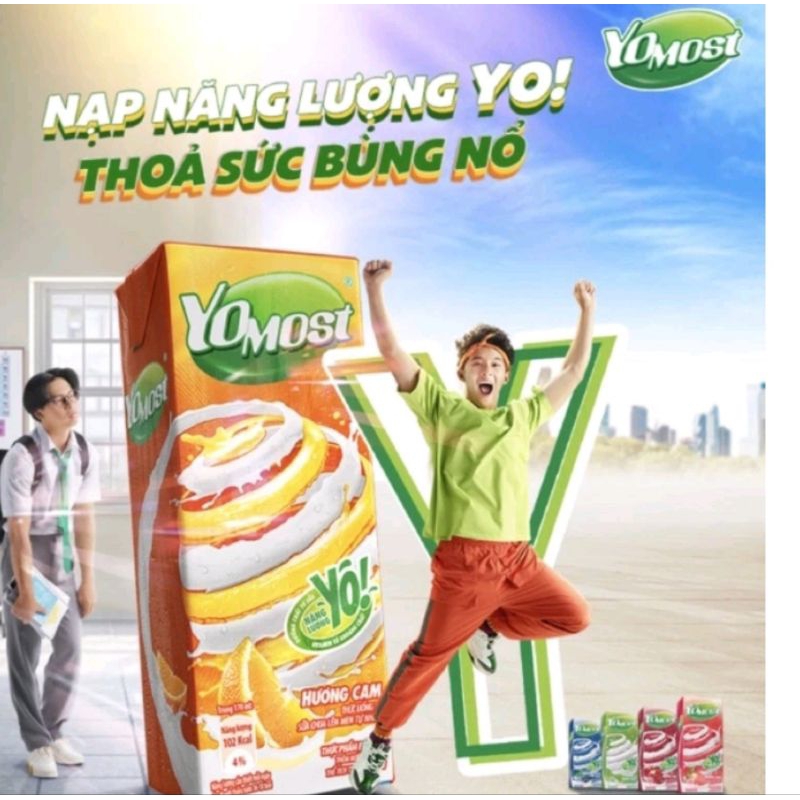 SỮA CHUA NÊN MEN TỰ NHIÊN YOMOST 170ML ×4 hộp,các vị