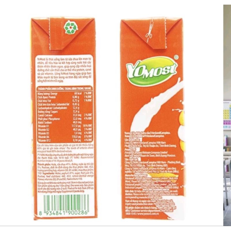 SỮA CHUA NÊN MEN TỰ NHIÊN YOMOST 170ML ×4 hộp,các vị