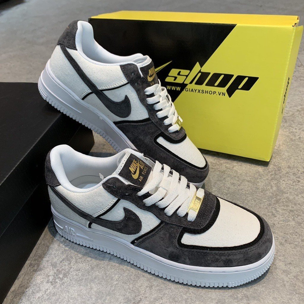 Giày Air force 1 xám lông chuột đế air trắng Giày Sneaker LV Nam Nữ mẫu mới hot trend 2023