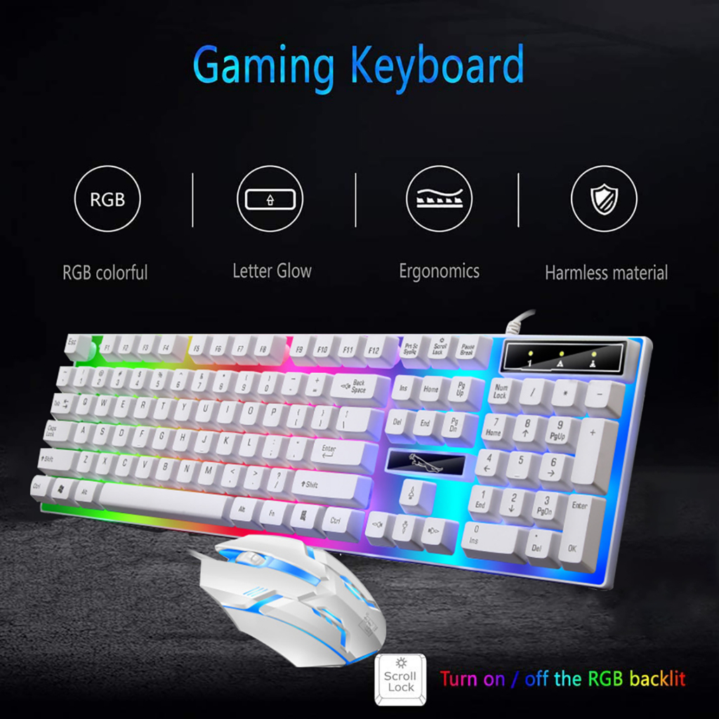 MAX FACTORY Bộ bàn phím và chuột có dây bàn phím có đèn USB có thể được sử dụng cho trò chơi, văn phòng