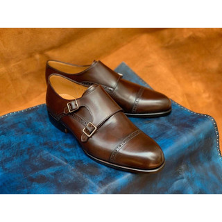 Giày Double Monkstrap - Phom R - Mũi tròn - Da bê Ý - Đế khâu Blake