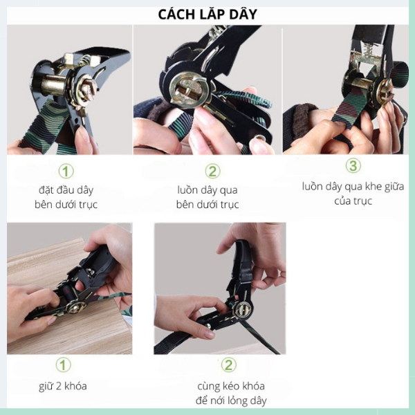 Dây chằng hàng tăng đơ GOGINDSHOP bản 25mm tải 800kg móc J - Chất liệu dây 100% polyester, màu cam dài 3M
