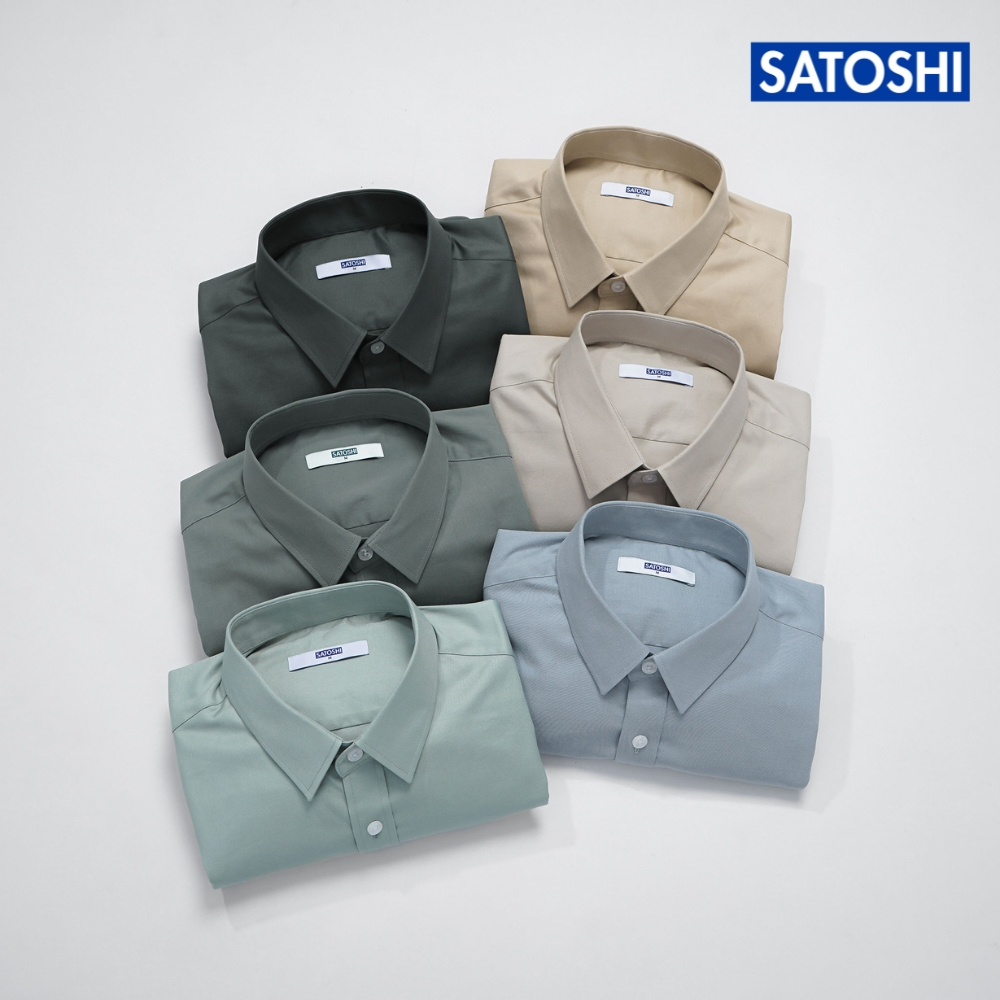 Áo sơ mi nam Satoshi 23AM006 tay dài nhiều màu chất cotton thấm hút mồ hôi tốt