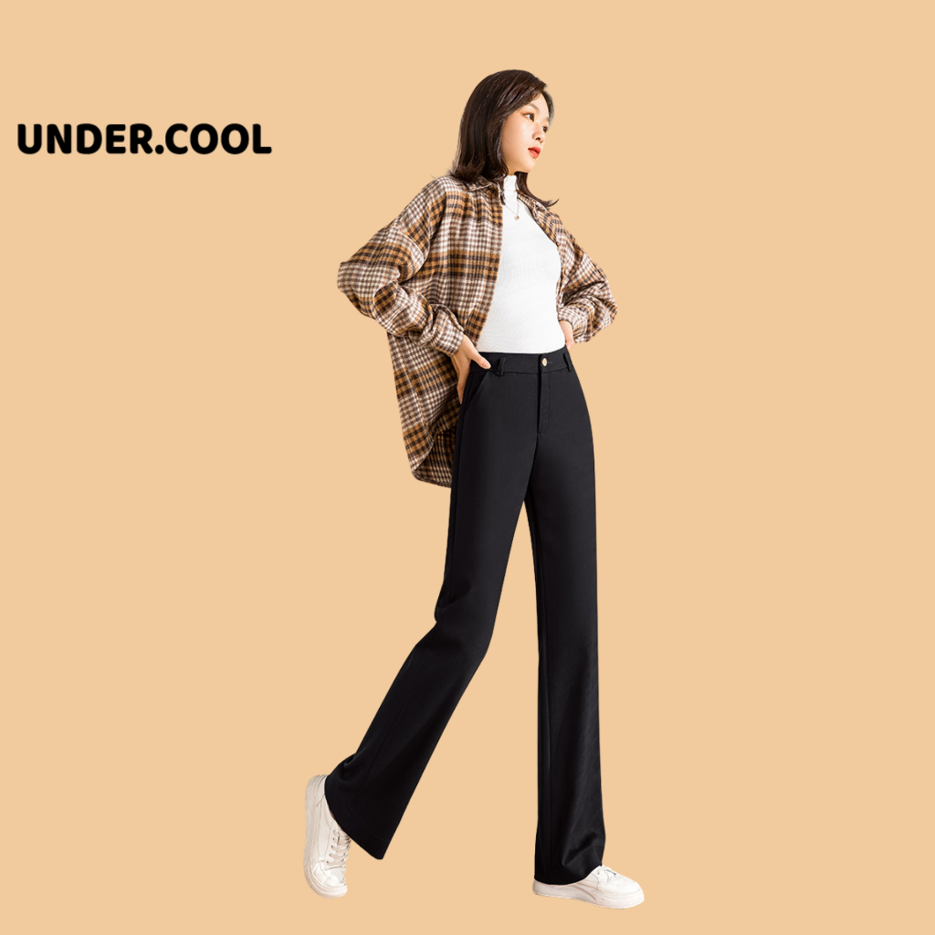 Quần ống suông rộng nữ lưng cao UNDERCOOL vải cao cấp dài culottes,dáng tây công sở đi làm đi chơi