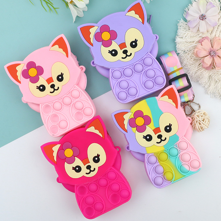 Túi POP It đeo chéo cho bé trai, bé gái chất liệu silicon bóp bong bóng giảm STRESS nhiều hình cute - TÚI POPIT NHỎ