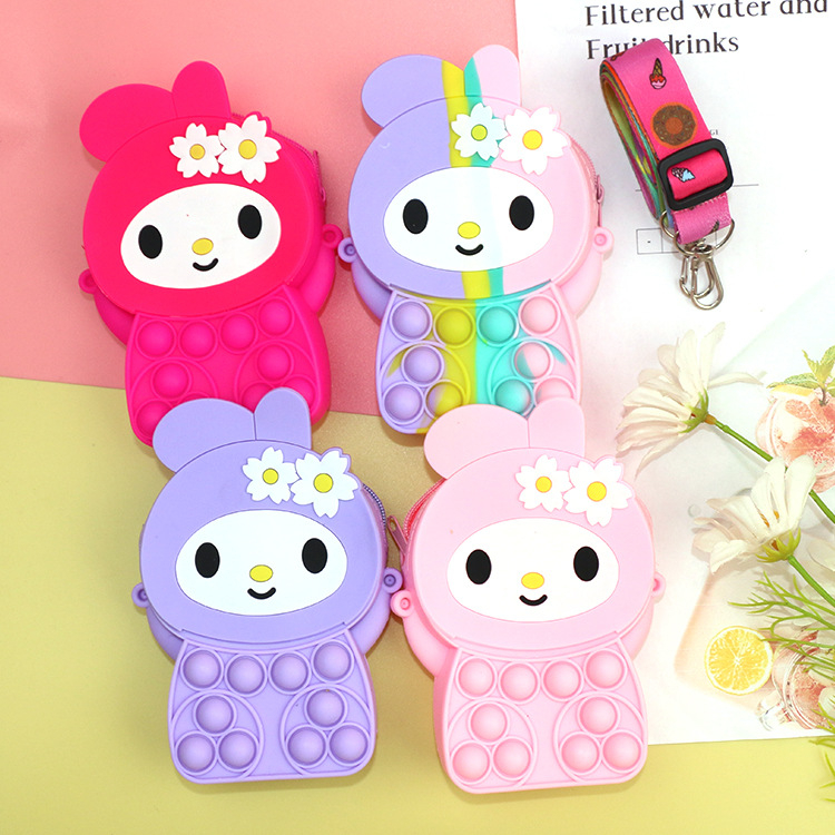 Túi POP It đeo chéo cho bé trai, bé gái chất liệu silicon bóp bong bóng giảm STRESS nhiều hình cute - TÚI POPIT NHỎ