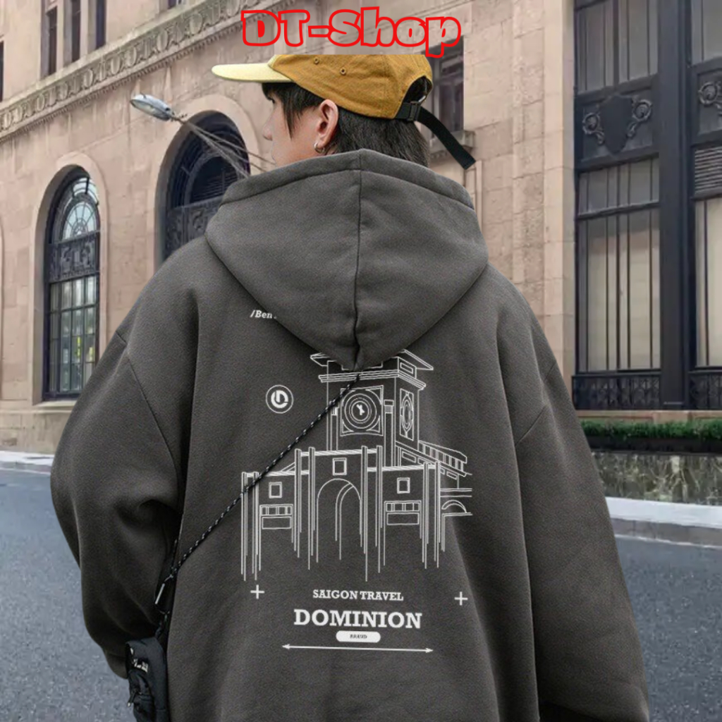 Áo khoác hoodie nam nữ chất nỉ bông in chữ DOMINION họa tiết bến thành - dt_shop M03