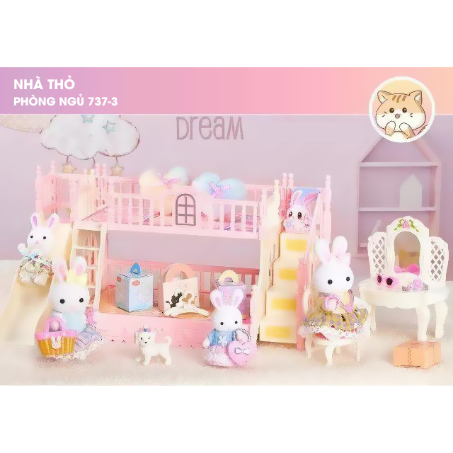 Mô Hình Đồ Chơi Nhà Của Thỏ, Lâu Đài Búp Bê, Công Chúa - Nhiều Mẫu