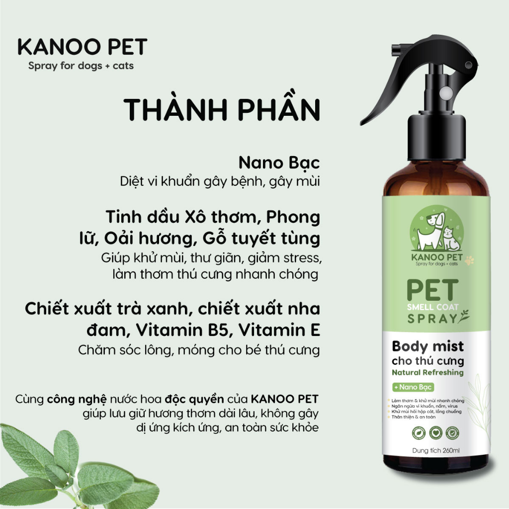 Bodymist xịt thơm khử mùi cho chó mèo Natural Refreshing - dưỡng da lông, thơm lâu hương nước hoa, khử khuẩn, an toàn