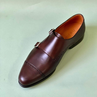 Giày Double Monkstrap - Phom R - Mũi tròn - Da bê Ý - Đế khâu Blake