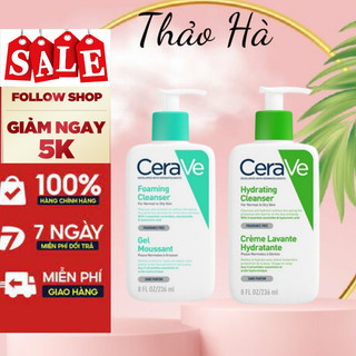 Sữa rửa mặt Cerave Foaming Facial Cleanser bản Mỹ (Pháp) Cerave da dầu & Da Khô các size 236ml - 355ml - 473ml
