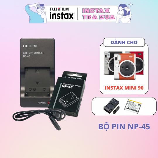Bộ pin và cốc sạc CAIUL dùng cho máy chụp ảnh instax (Loại CR2 và Loại NP-45)