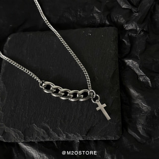 Dây Chuyền Thánh Giá Thép Titan Chống Gỉ Phong Cách Unisex,Vòng Cổ Nam Nữ Dạng Ngắn Phối Charm Chử Thập Retro