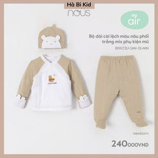 Bộ quần áo sơ sinh chất liệu peptit hãng Nous cho bé trai bé gái đủ màu size sơ sinh newborn HB0012