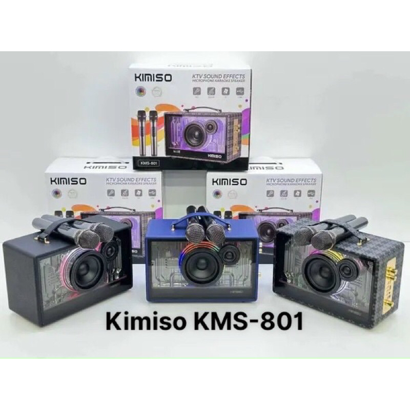 Loa Bluetooth KIMISO KSM-801 kèm 2 micro karaoke không dây