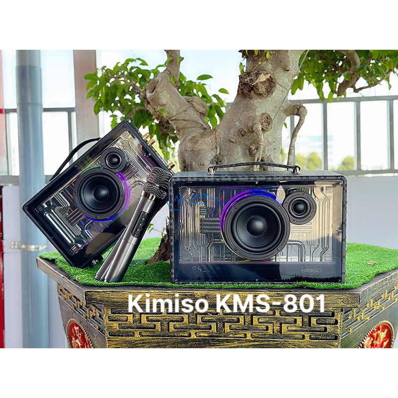 Loa Bluetooth KIMISO KSM-801 kèm 2 micro karaoke không dây