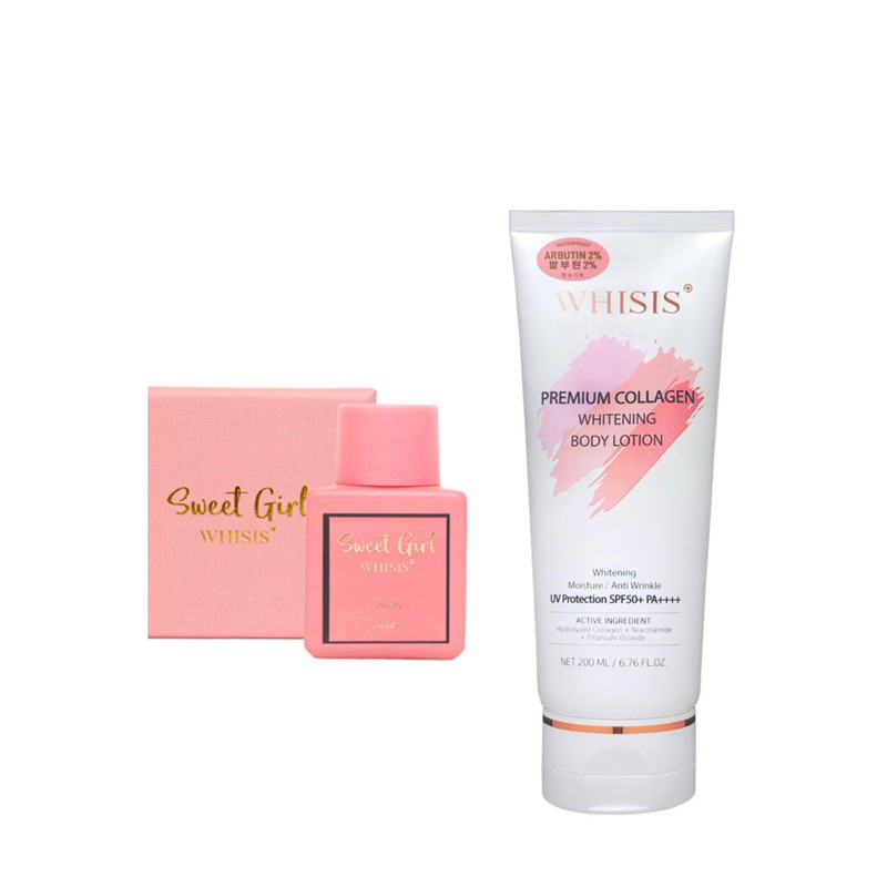 [Che Tên SP] Combo Kem Dưỡng Thể Whisis Premium Collagen 200ml + Nước hoa vùng kín Whisis Sweet Girl 5ml