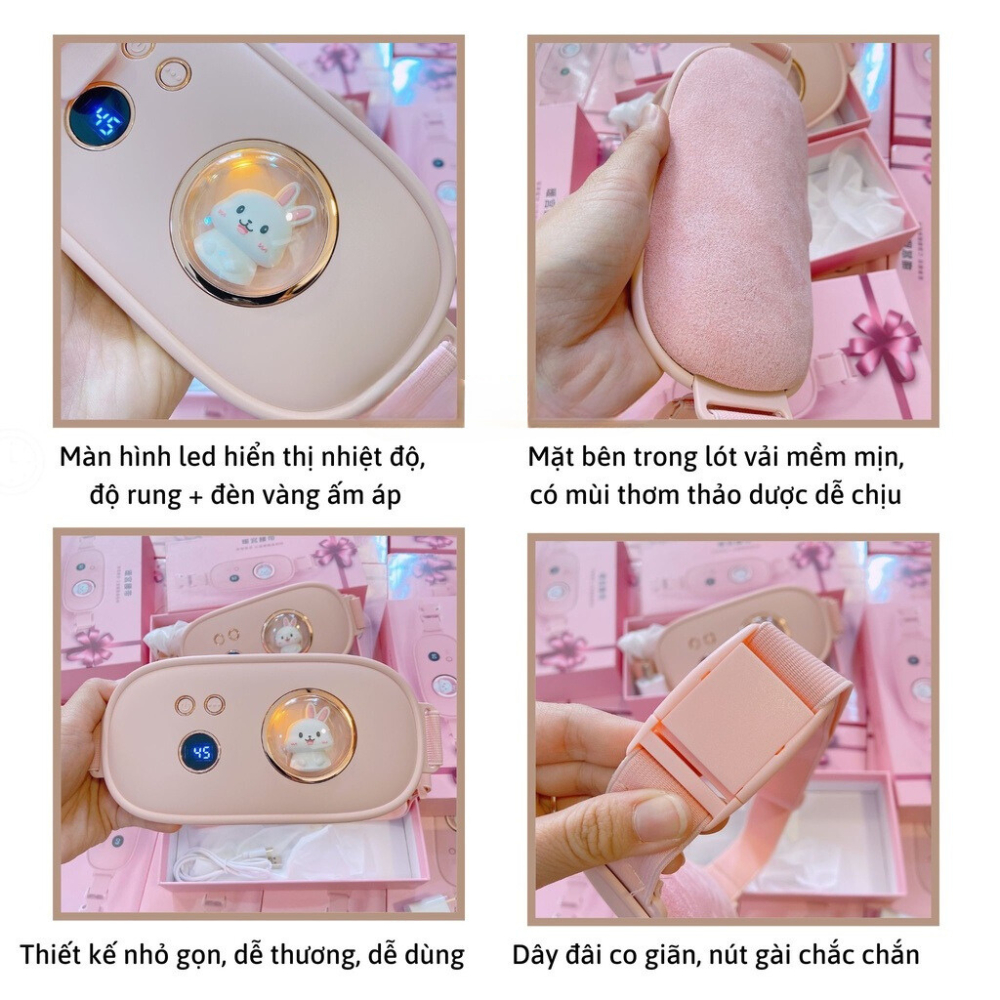 Đai Chườm Bụng kinh QA Happylife,Máy Chườm ấm massage đa năng, Đai Mát Xa Giảm Mỡ Và Rung, Lưu Thông Khí Huyết, Giảm Đau