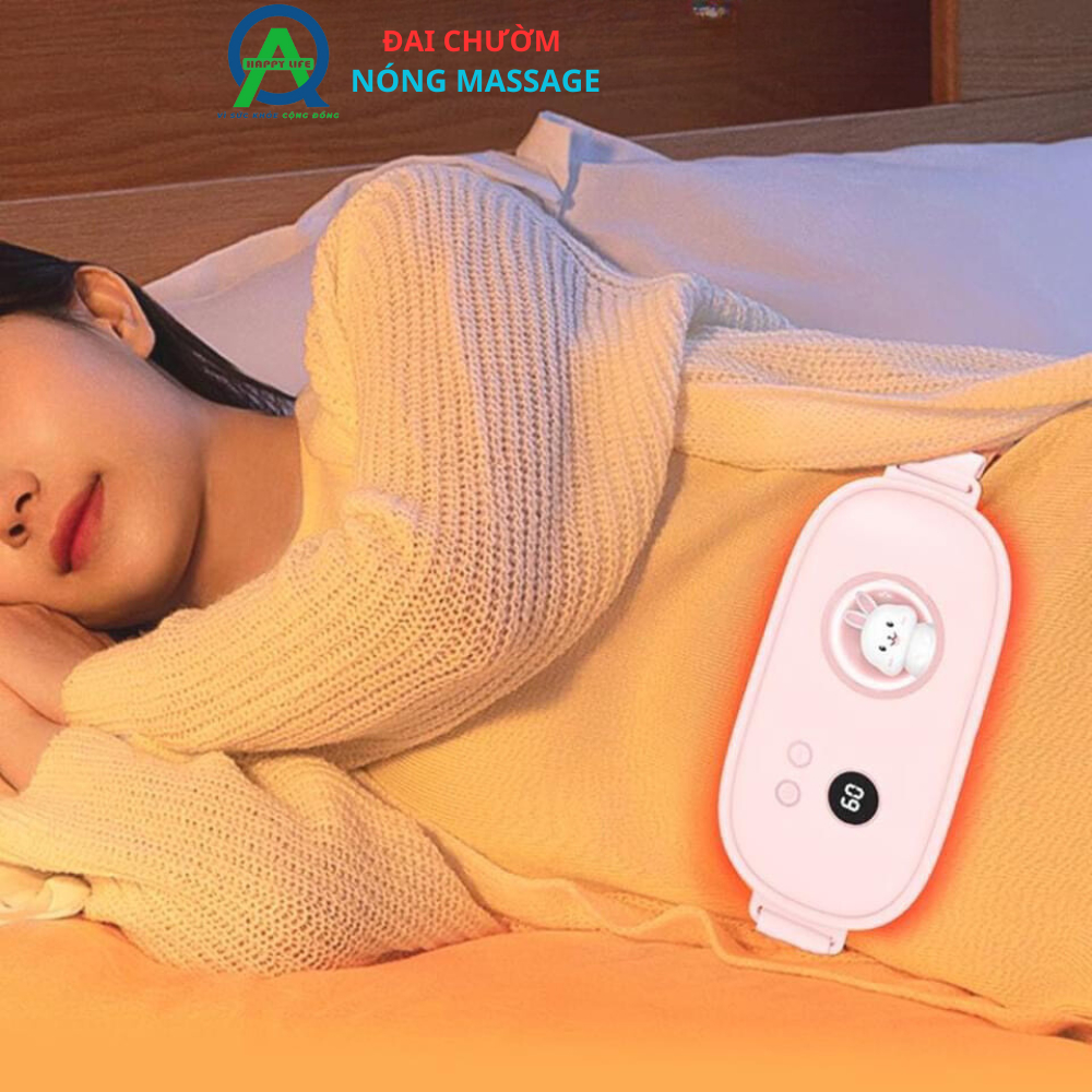 Đai Chườm Bụng kinh QA Happylife,Máy Chườm ấm massage đa năng, Đai Mát Xa Giảm Mỡ Và Rung, Lưu Thông Khí Huyết, Giảm Đau