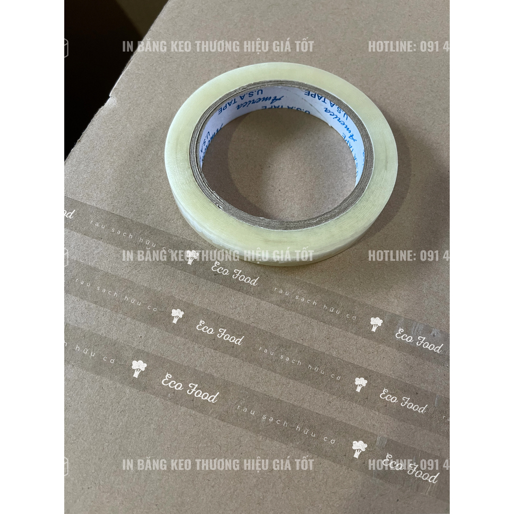 Băng keo in logo, in chữ size 15mm dán ly, dán hộp
