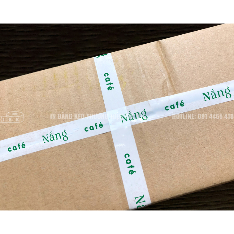 Băng keo in logo, in chữ size 15mm dán ly, dán hộp