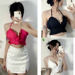 Áo croptop viền bèo