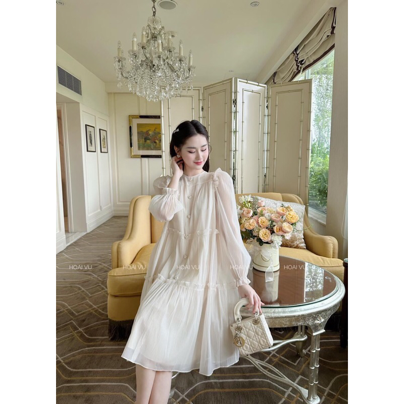 Váy bầu thu đông ,chất lụa 2 lớp