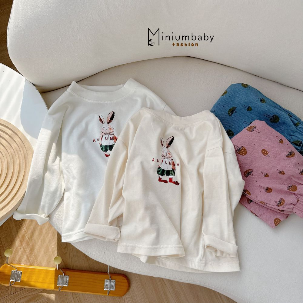 Bộ đồ dài tay quần dài thu đông in hoa cho bé gái chất liệu 100% cotton quần áo trẻ em miniumbabyfashion SB1657